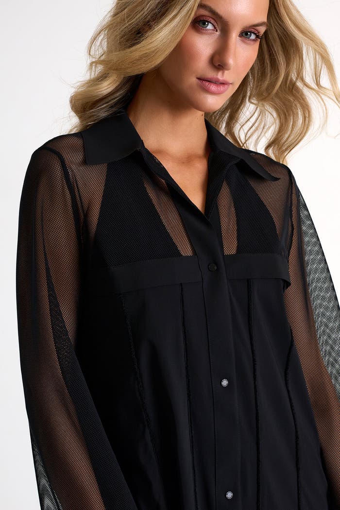 Shan Grid Mesh Beach Shirt