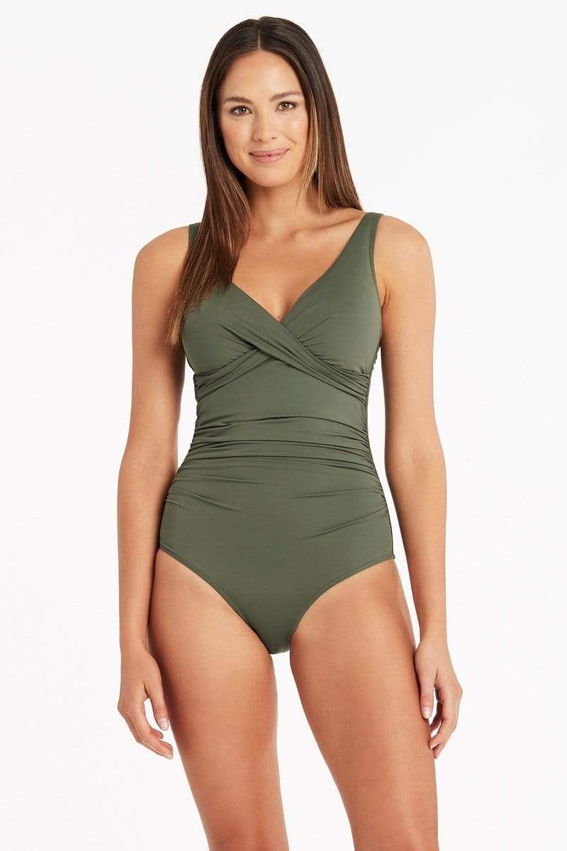 Sea Level Cross Front Rouched Swimsuit