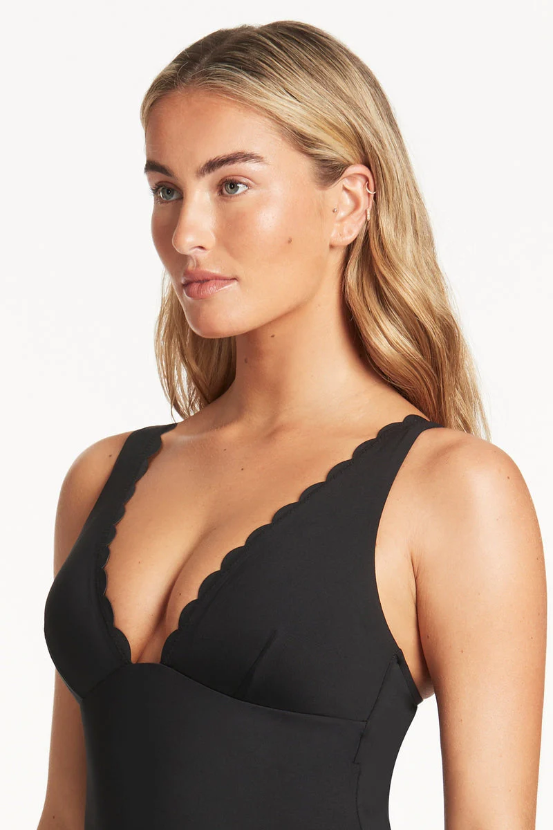 Sea Level Scalloped Swimsuit