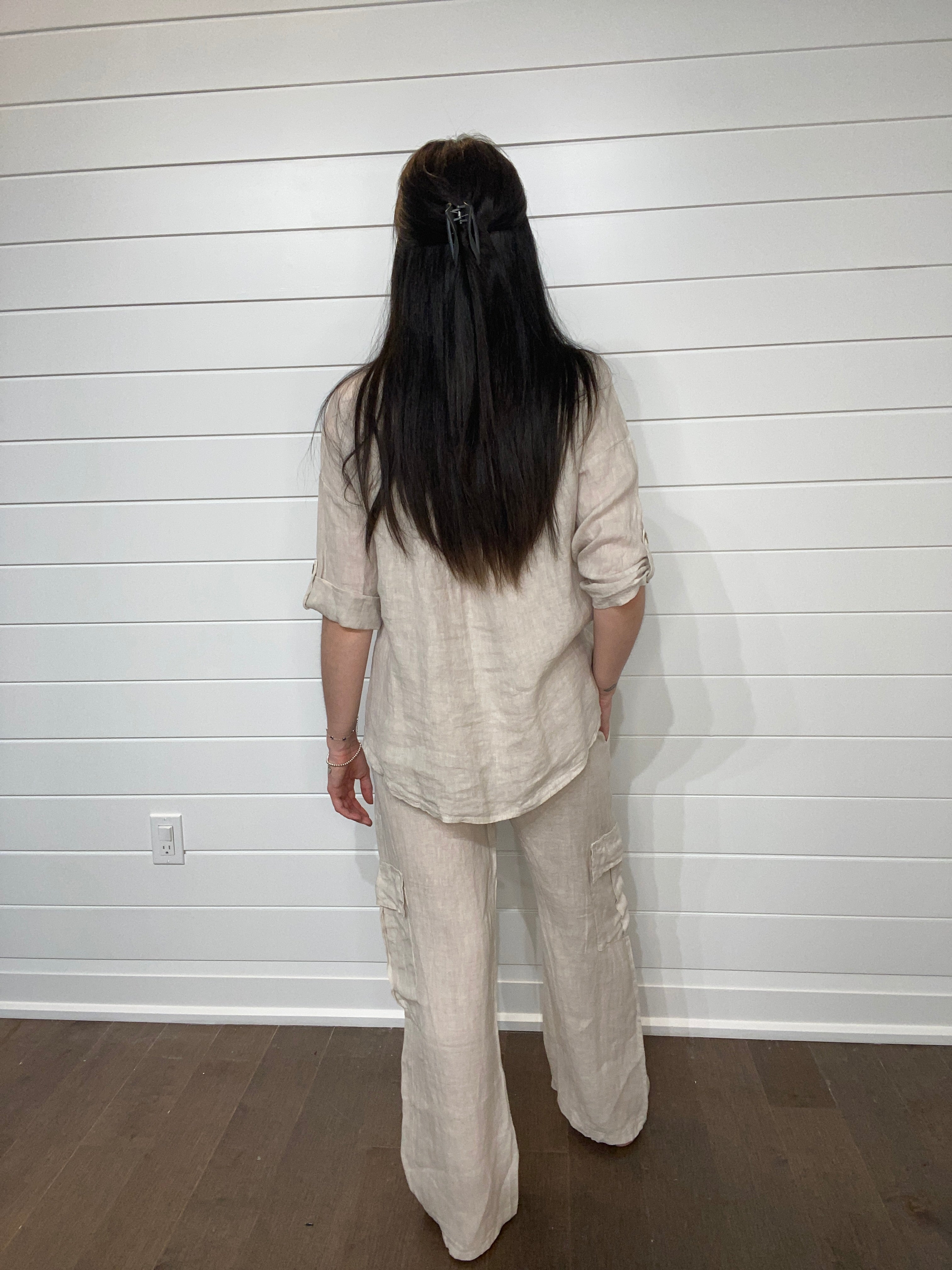 Pistache Linen 2 Piece Cargo Set