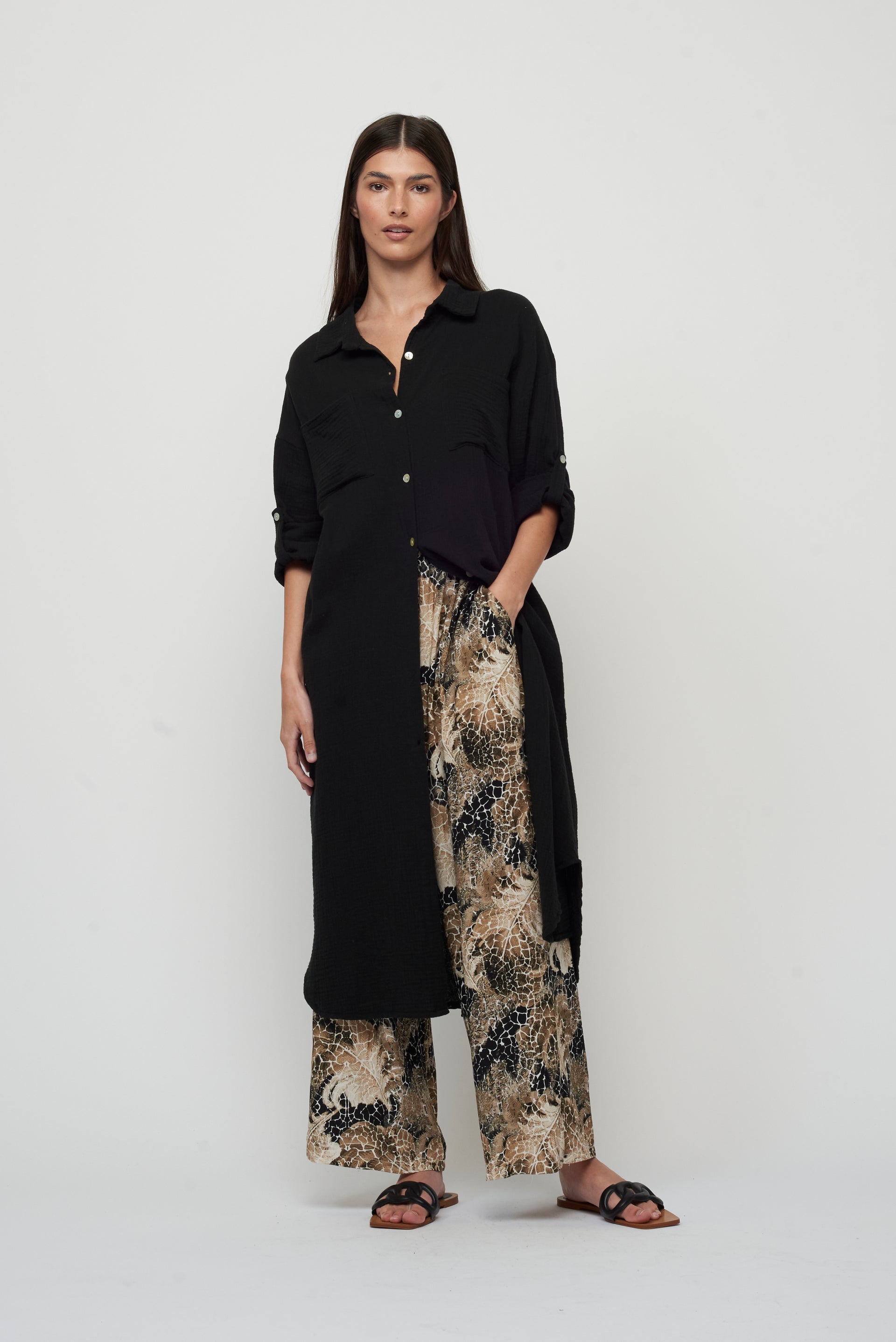 Pistache Waffled Cotton Button Down Shirt Dress