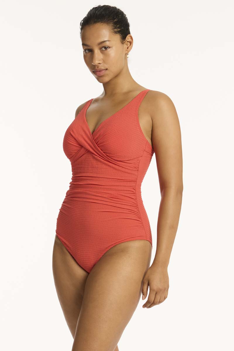 Sea Level Cross Front Rouched Swimsuit