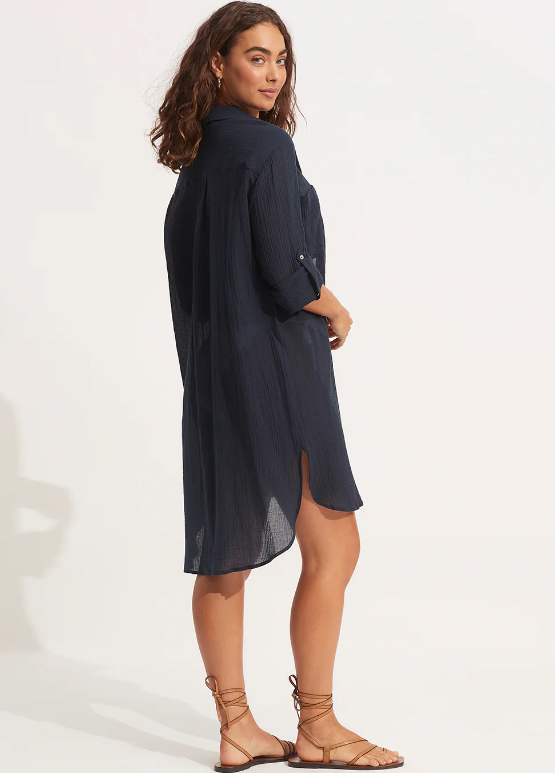 Seafolly Crinkle Twill Beach Shirt