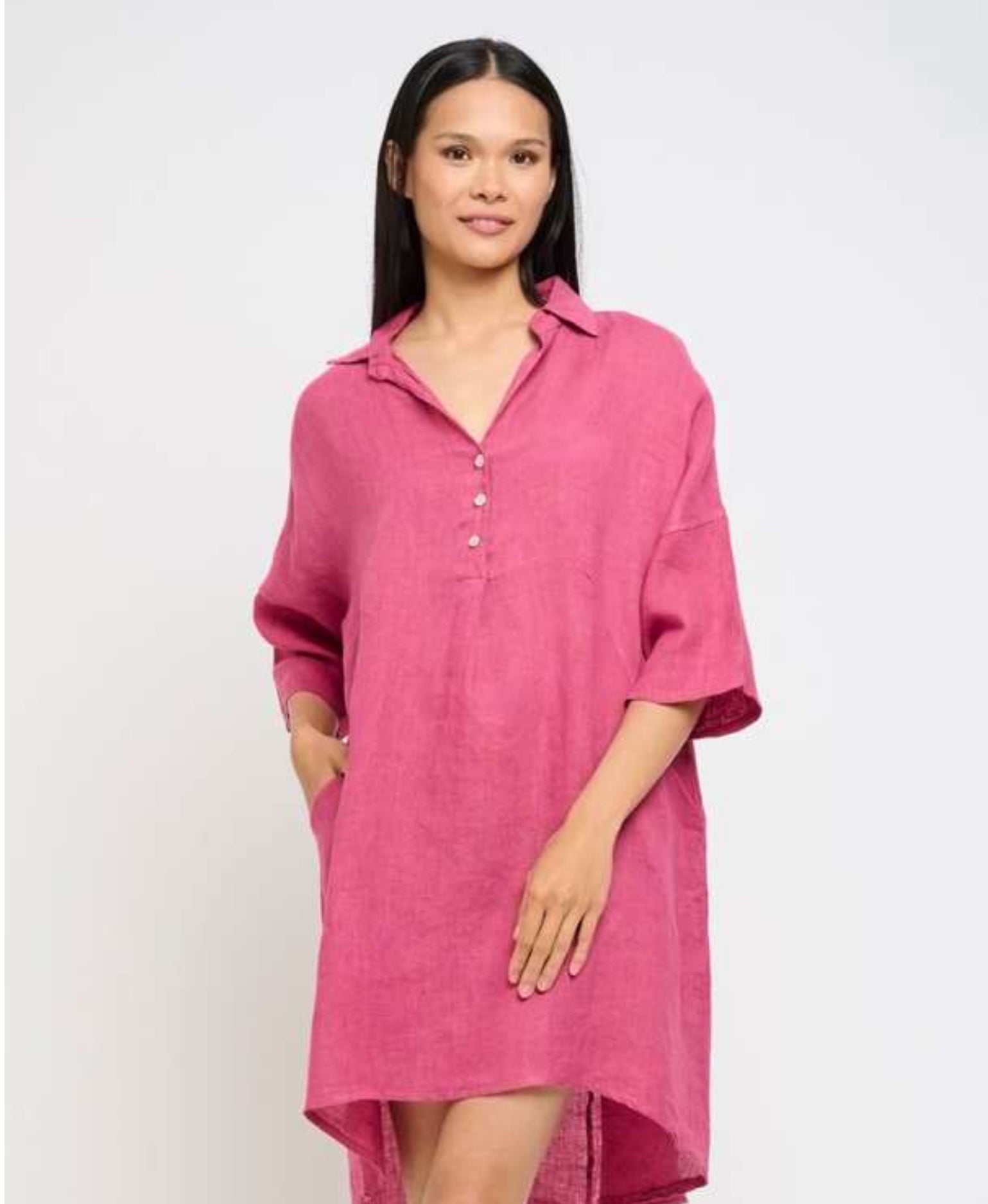 Pistache Collared Linen Coverup