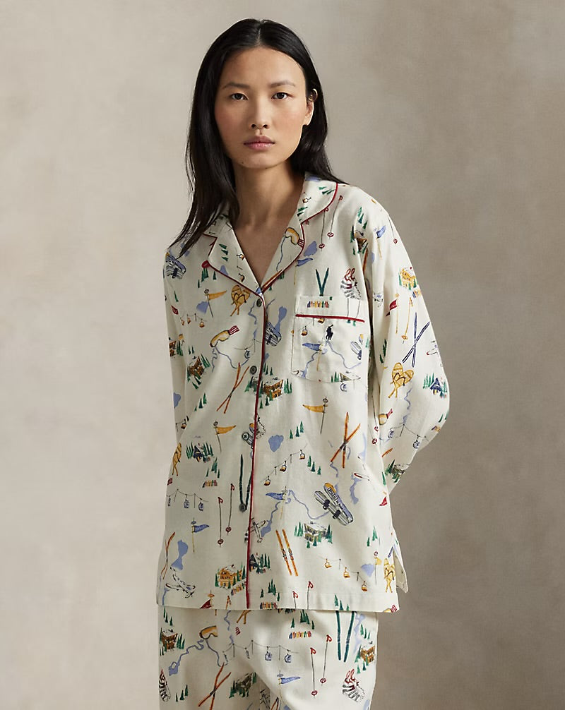 Ralph Lauren Flannel Printed Pant Pajama Set