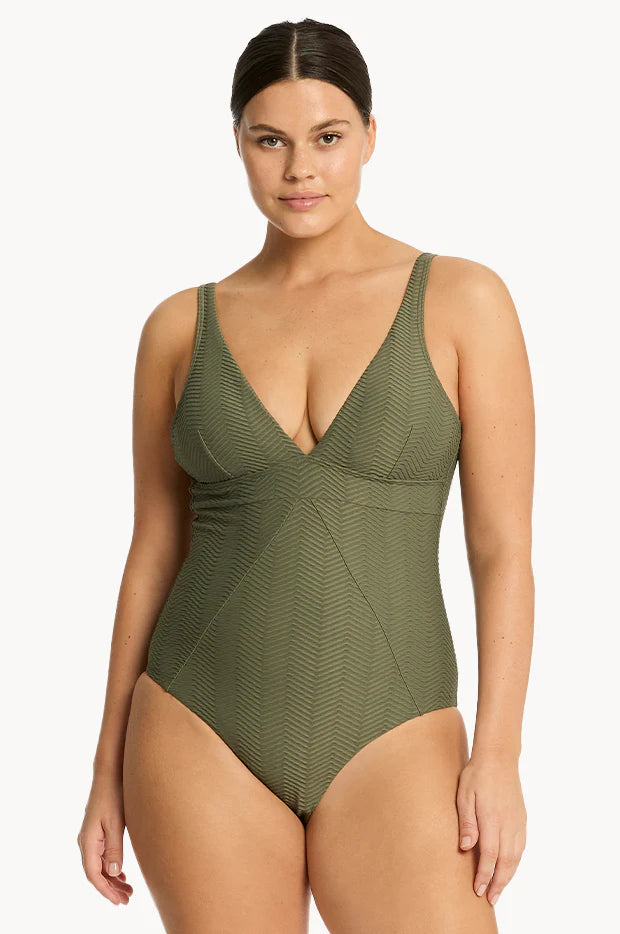 Sea Level Panel Line Swimsuit