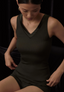 Oscalito Elegance Satin Wool and Silk V neck tank top