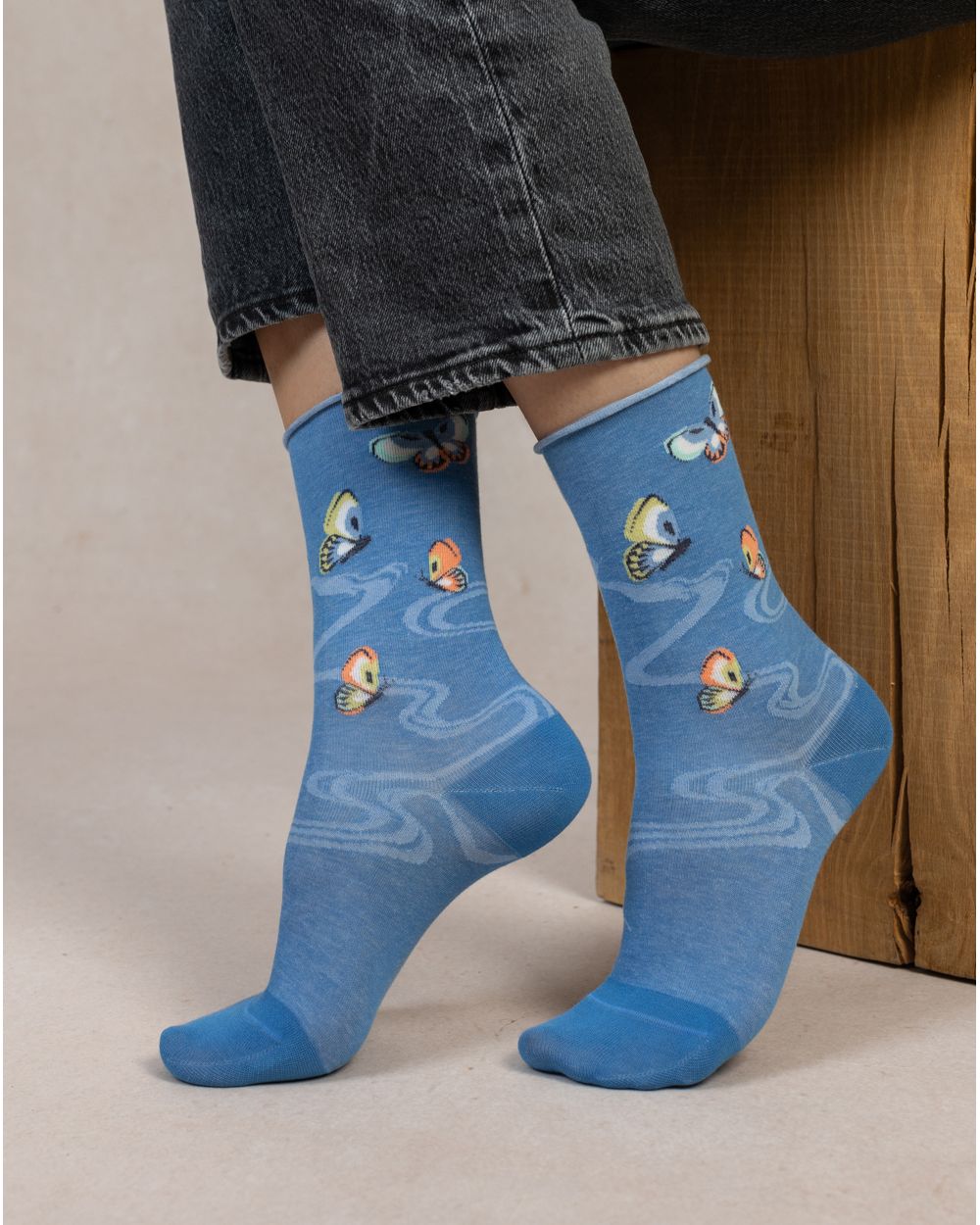 Bleu Foret Butterfly Socks