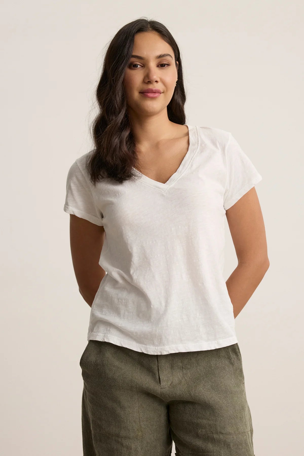 Velvet Originals Eli V Neck Cropped T-Shirt