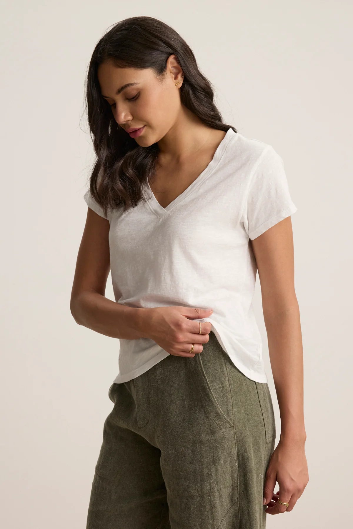 Velvet Originals Eli V Neck Cropped T-Shirt