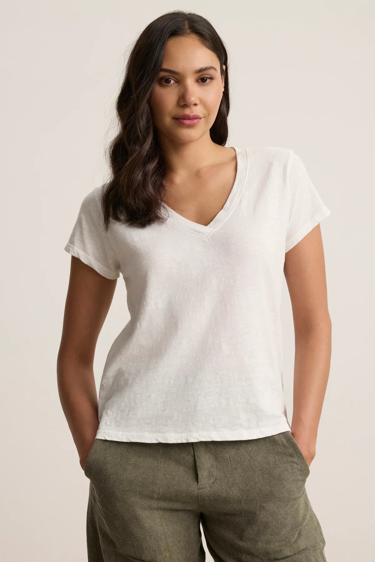 Velvet Originals Eli V Neck Cropped T-Shirt