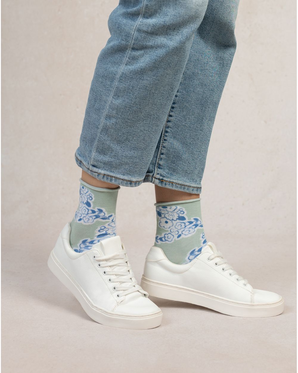 Bleu Foret Floral Socks