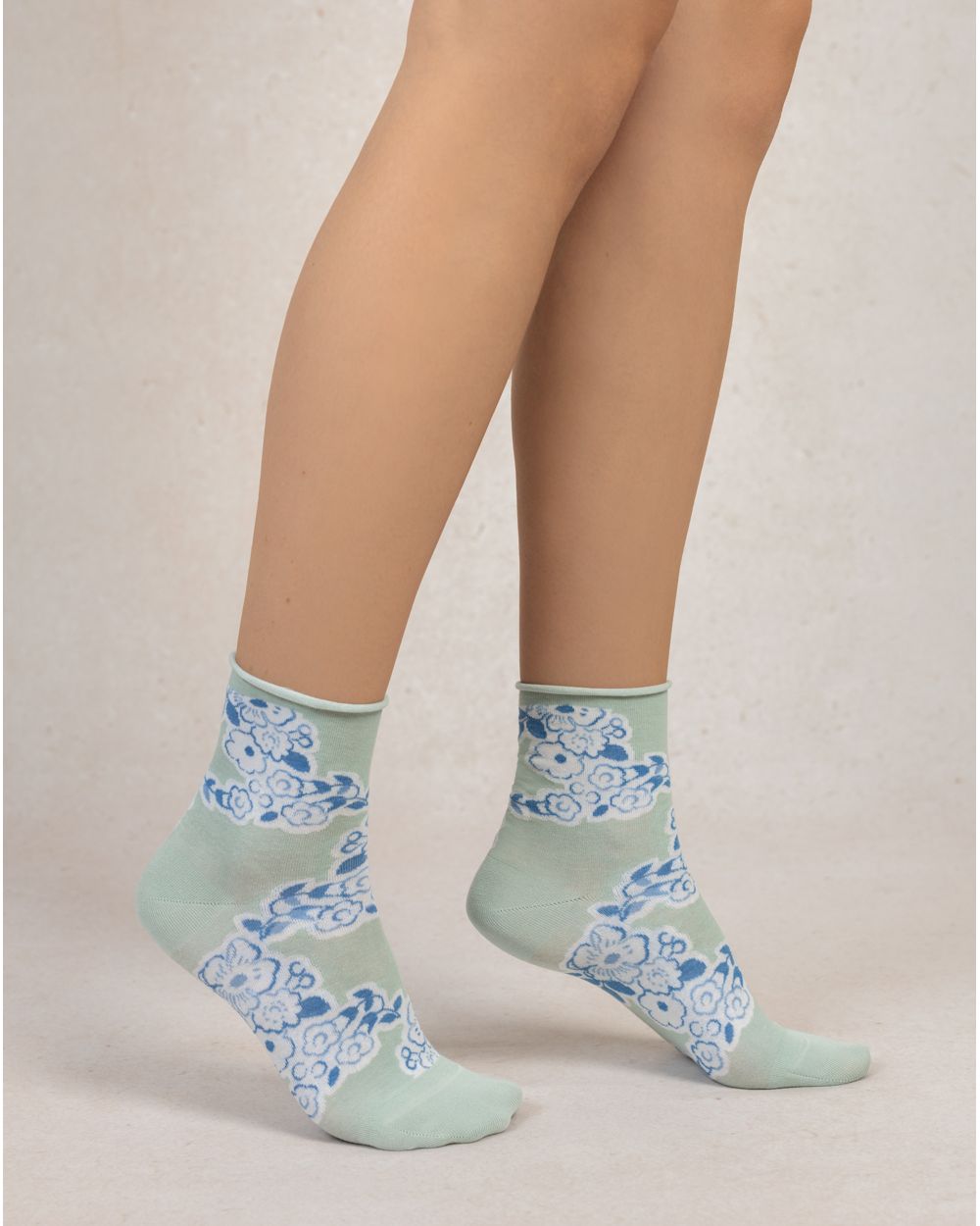Bleu Foret Floral Socks