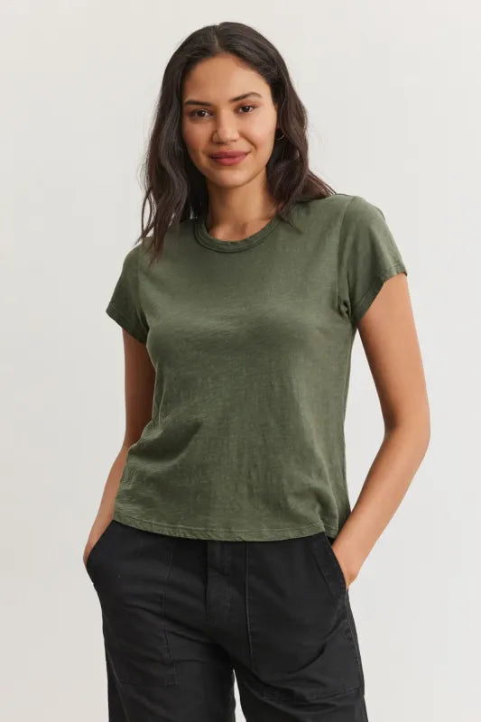 Velvet Originals Marie Crew Neck Cropped T-Shirt