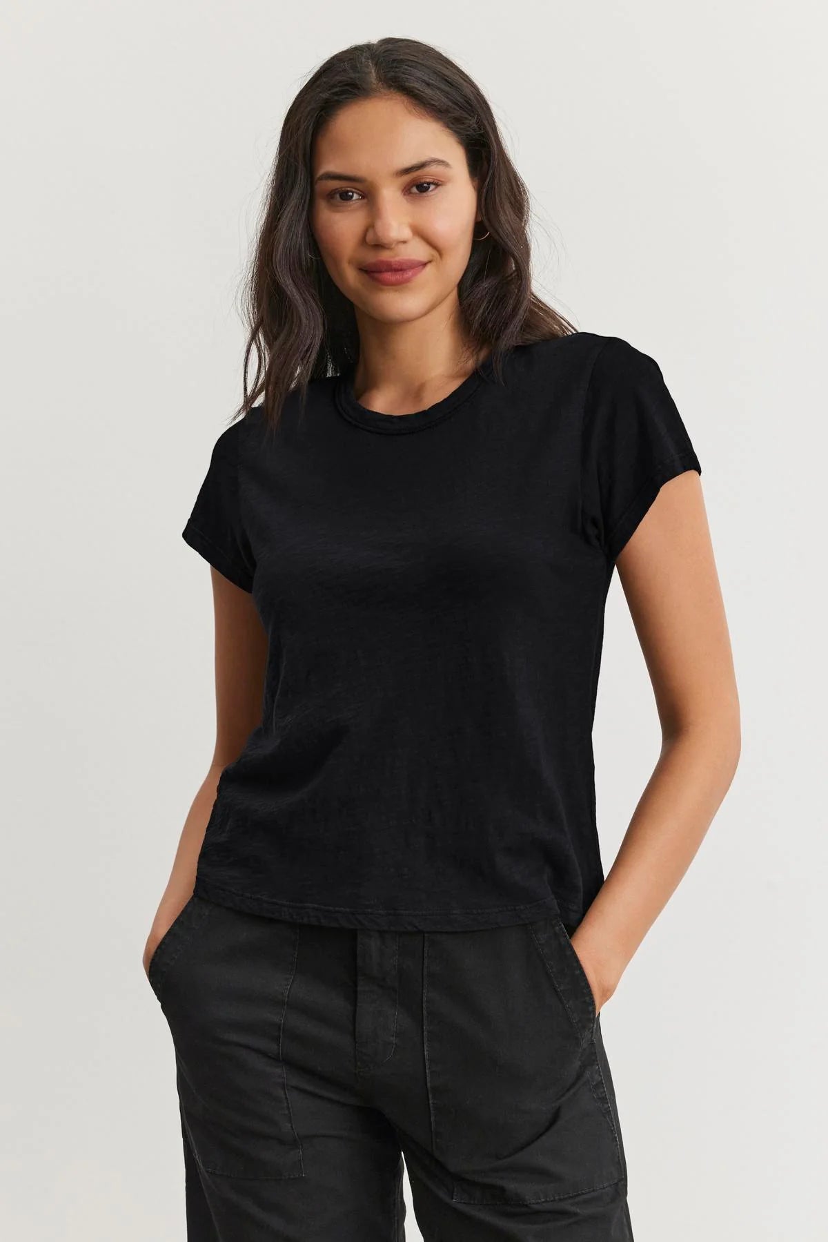 Velvet Originals Marie Crew Neck Cropped T-Shirt