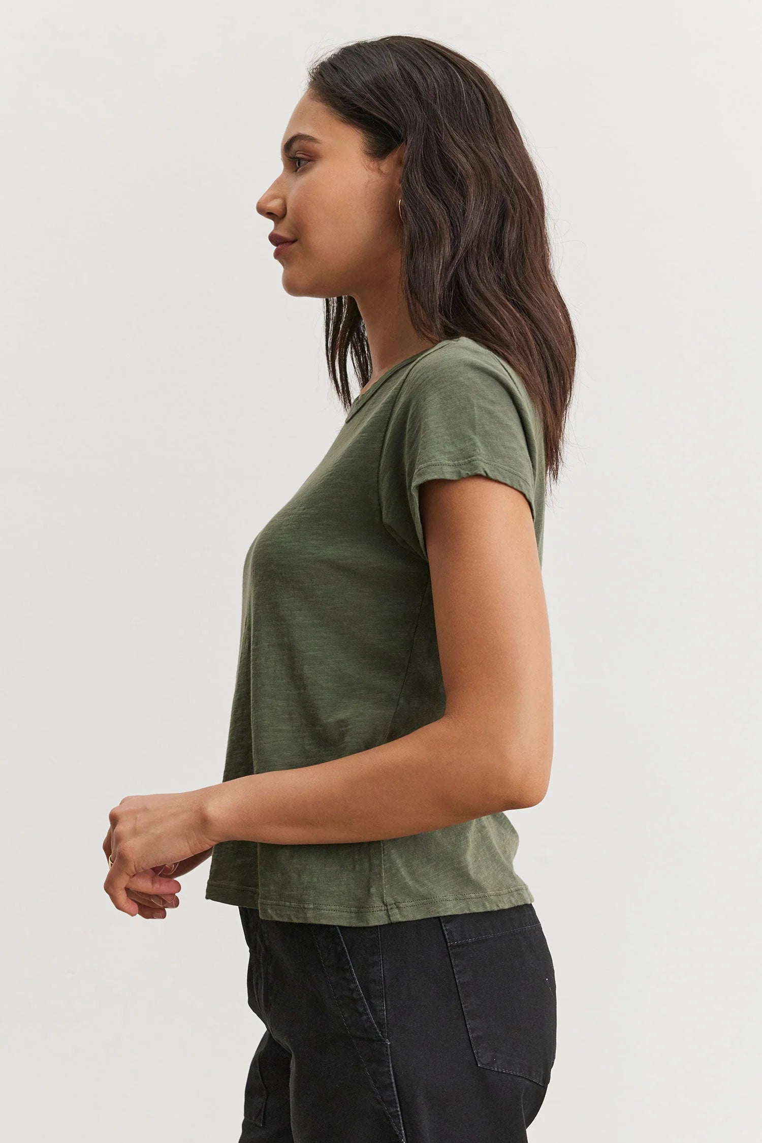 Velvet Originals Marie Crew Neck Cropped T-Shirt
