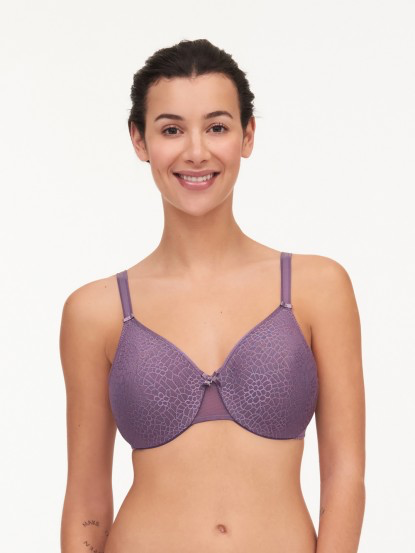  Womens Plus Size Full Coverage Underwire Unlined Minimizer Lace  Bra Dark Purple 36E