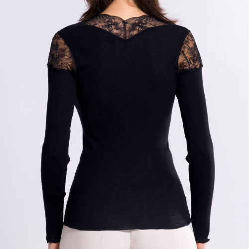 Oscalito Silk Wool Top with Leavers Lace 6826