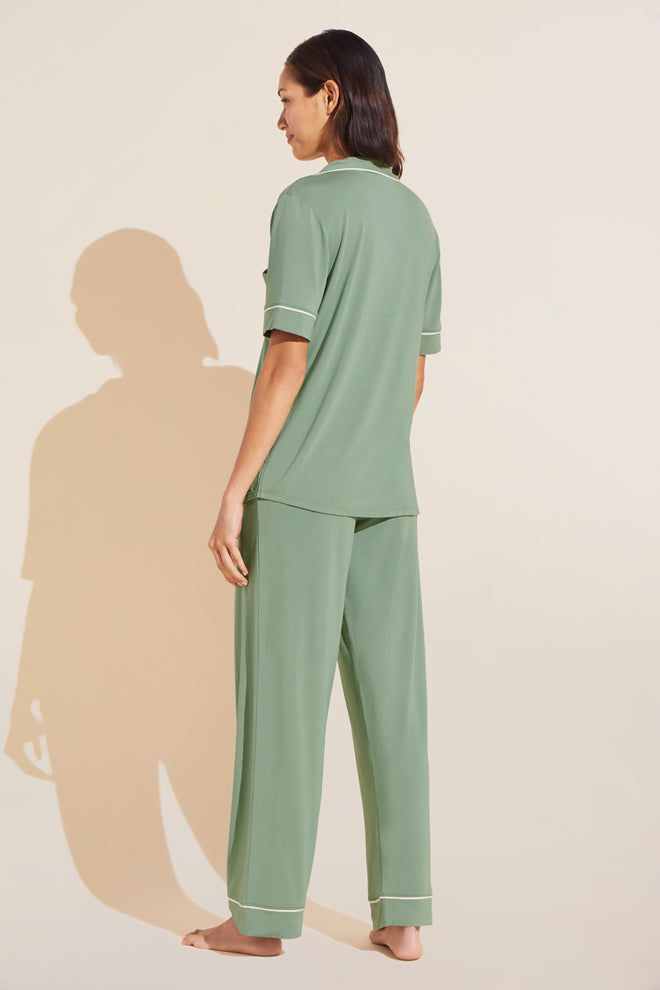Eberjey Gisele Mineral Green Short Sleeve & Pant PJ Set