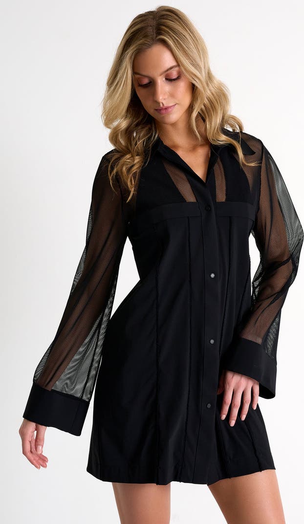 Shan Grid Mesh Beach Shirt