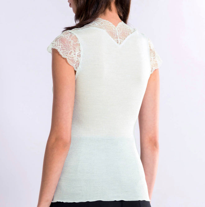 Oscalito Silk and Wool Lace Cap Sleeve Shirt 6825