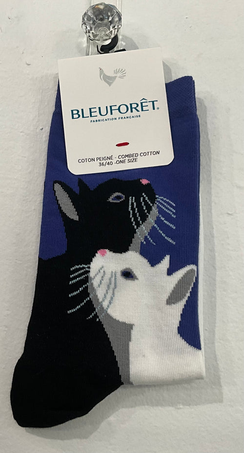 Bleu Foret Cat, Horse and Palm Combined Cotton Socks