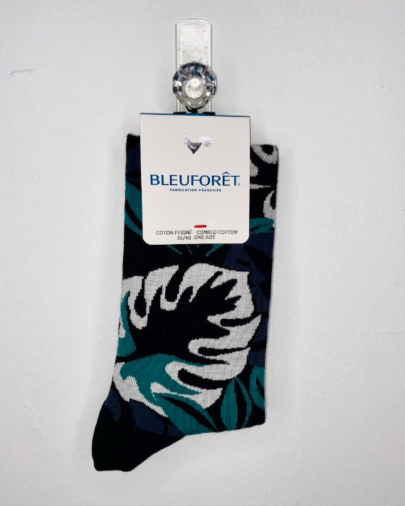 Bleu Foret Cat, Horse and Palm Combined Cotton Socks