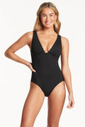 Sea Level Scalloped Swimsuit