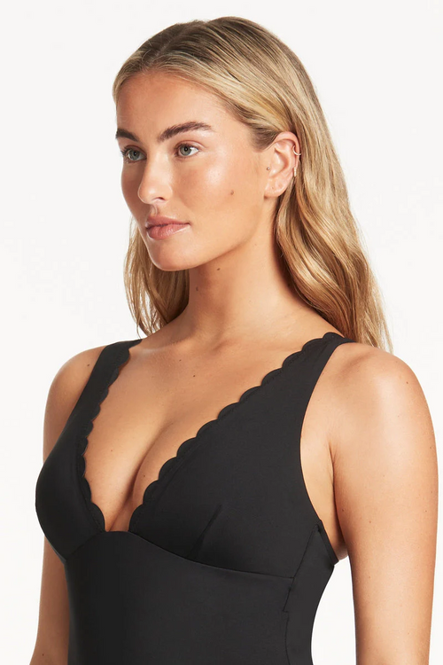 Sea Level Scalloped Longline One Piece