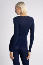 Oscalito Silk and Wool Long Sleeve Top with Leavers Lace