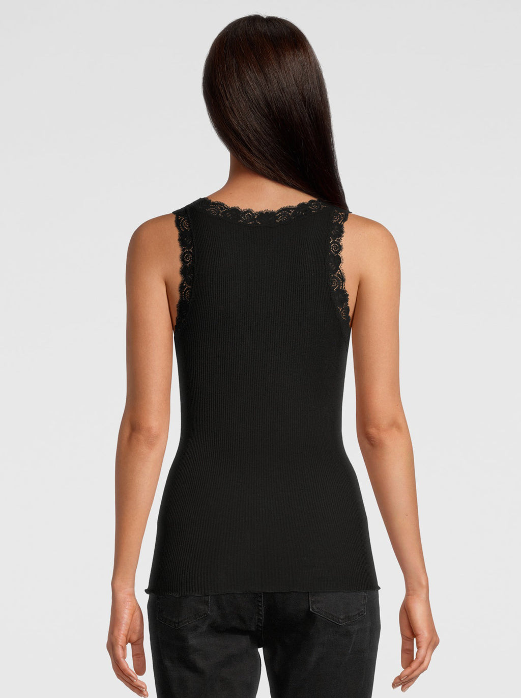OSCALITO Wool & Silk Tank Top with Lace trim