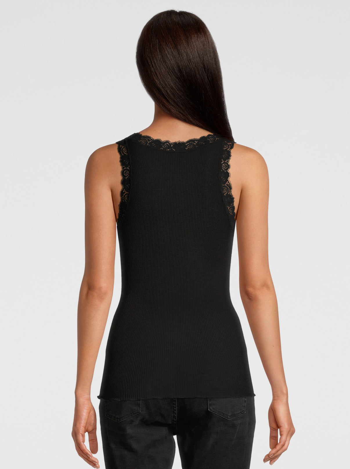 OSCALITO Wool & Silk Tank Top with Lace trim