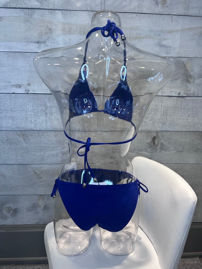 Shan Blue Majorelle Triangle with Knotted Bikini Bottom