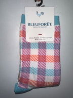 Bleu Foret Combed Cotton Checkered Socks