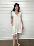 Pistache Hooded Linen Dress