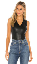 Commando Faux Deep V Leather Bodysuit