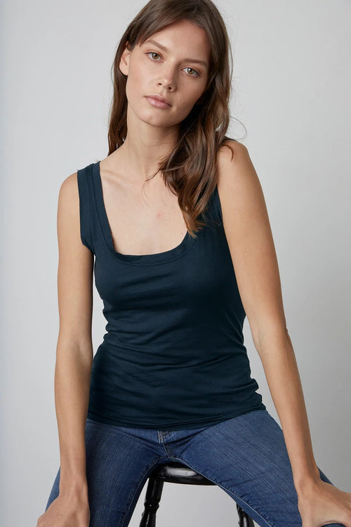 Velvet Mossy Gauzy Whisper Scoopneck Tank