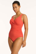 Sea Level Cross Front Rouched Swimsuit - Sale