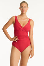 Sea Level Cross Front Rouched Swimsuit