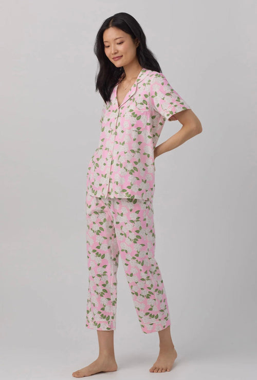 Bedhead Pajamas Pink Summer Hydrangea Crop PJ Set