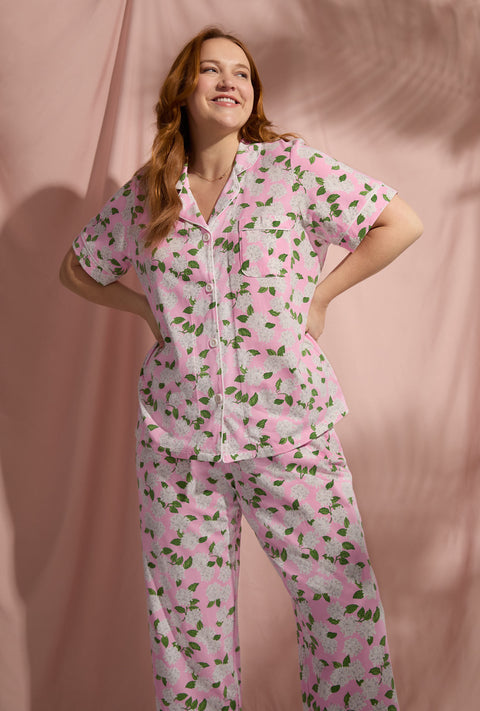 Bedhead Pajamas Pink Summer Hydrangea Crop PJ Set