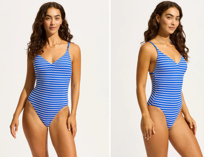 Seafolly Mesh Effect V neck One piece