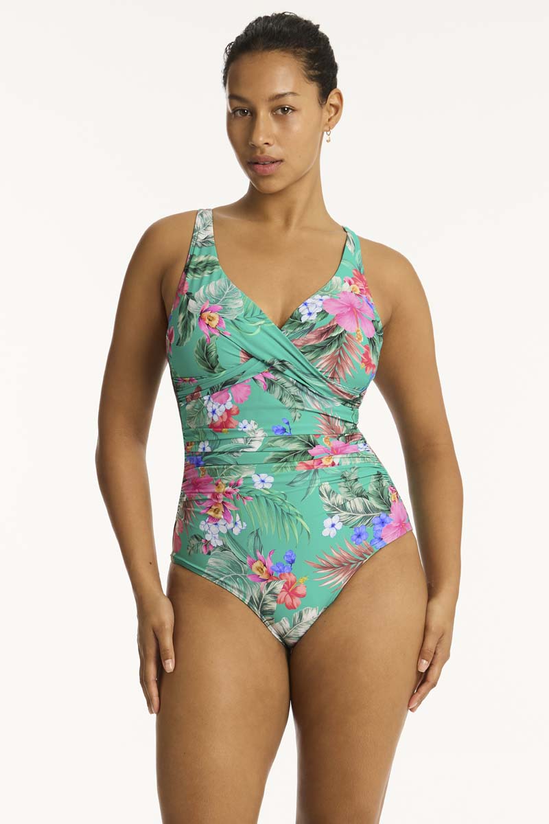 Sea Level Cross Front Rouched Swimsuit