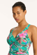 Sea Level Cross Front Rouched Swimsuit