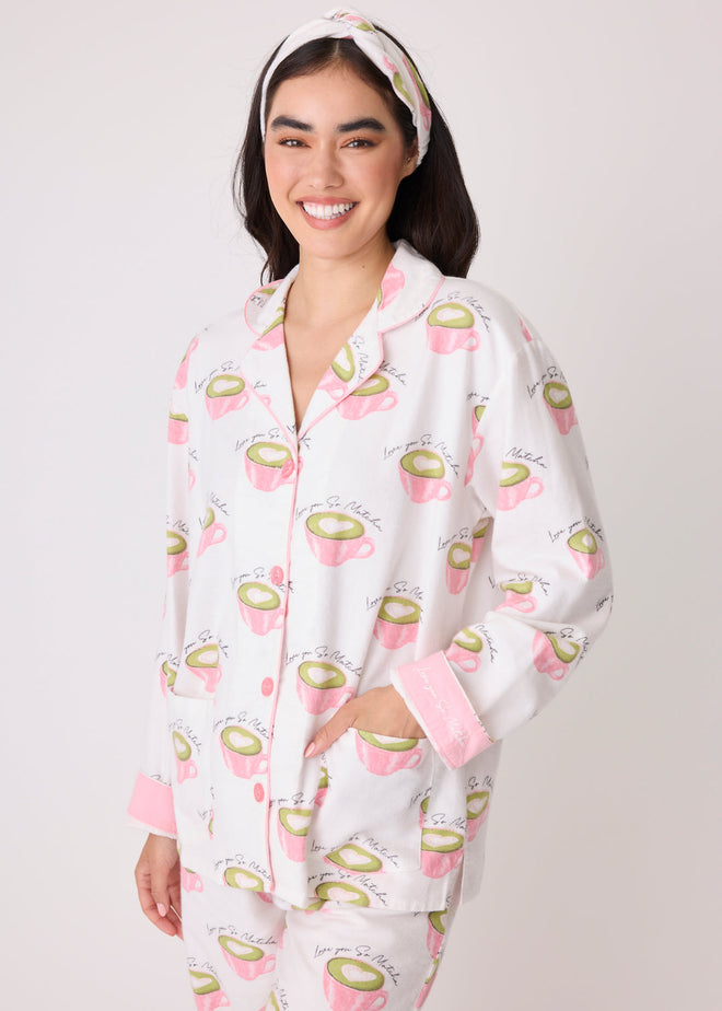 PJ Salvage Love You So Matcha Flannel Set