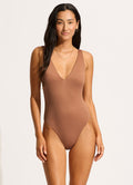 Seafolly Sea Dive Deep V Neck Swimsuit - Sale