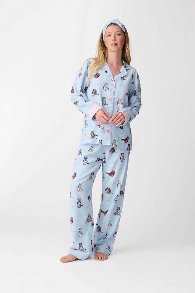 PJ Salvage Coffee & Catcaps Flannel PJ Set