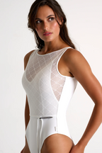 Shan Mesh Logo High Neck Swimsuit