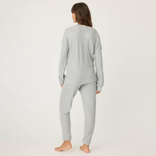 PJ Salvage Ski Jammie Waffle Sparkle Grey Henley Set