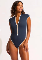 Seafolly Beach Bound Zip Front Swimsuit